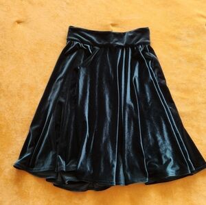 Pinup Girl Clothing Pinup Couture Dark Green Velvet Skater Skirt